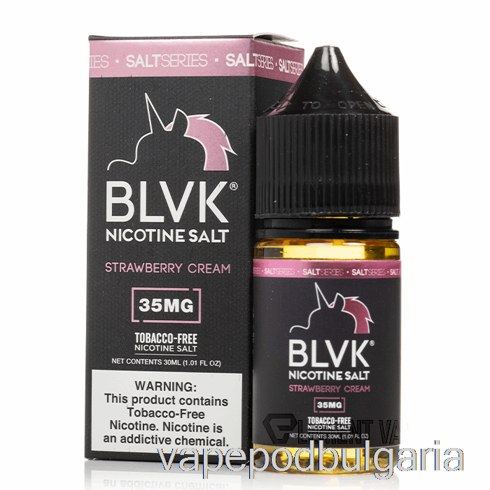 Vape 10000 Дръпки ягодов крем никотинова сол - Blvk - 30ml 50mg